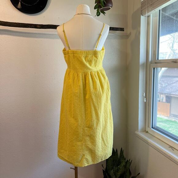 Cotton Yellow Eyelet Lace Strappy Midi Spring Summer Yellow Dress Size 10 - Picture 4 of 15